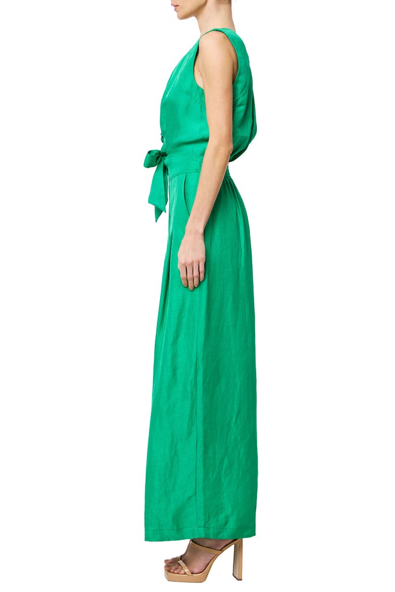 Linnie TIe Front Wide Leg Jumpsuit, Alternate, color, GREEN