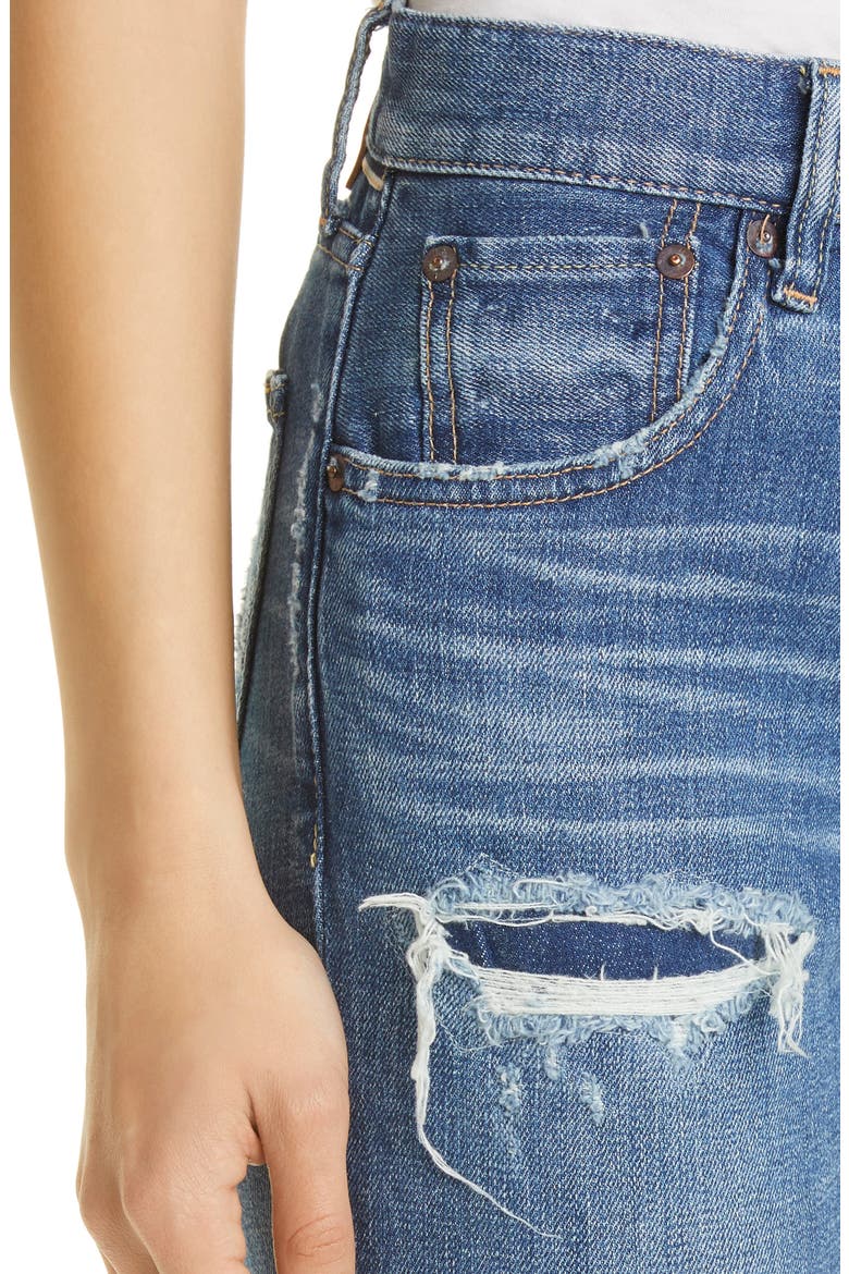 Hammond High Waist Distressed Raw Hem Skinny Jeans, Alternate, color, BLUE