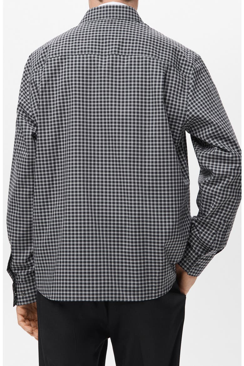 Relaxed Fit Check Snap-Up Shirt, Alternate, color, BLACK