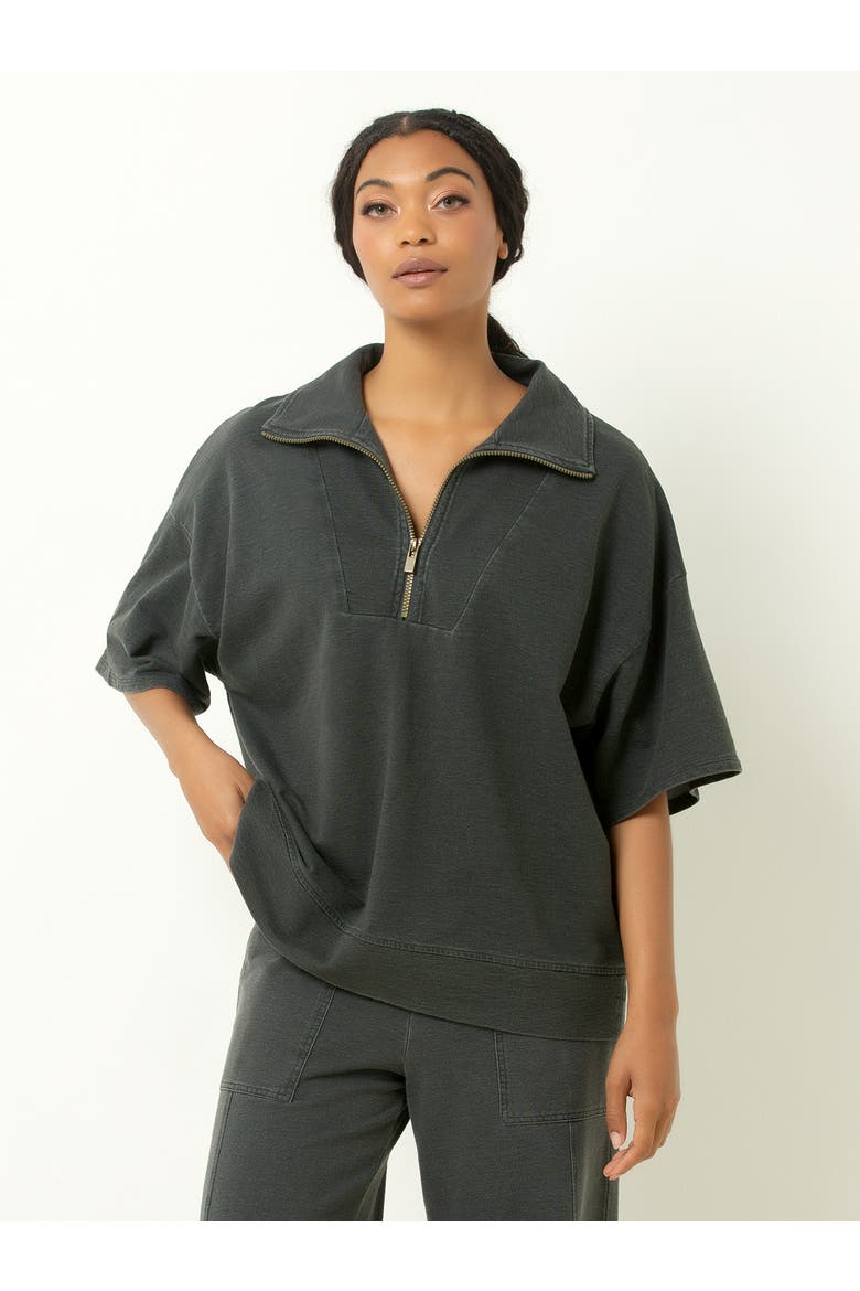 Oversized Half Zip Sweatshirt, Main, color, Faded Black