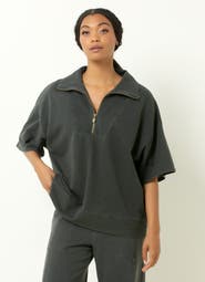 Single Stitch Oversized Half Zip Sweatshirt
