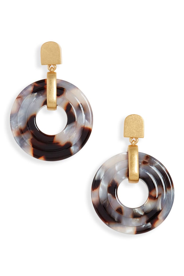 Carved Acetate Drop Earrings, Main, color, SHELL TORTOISE