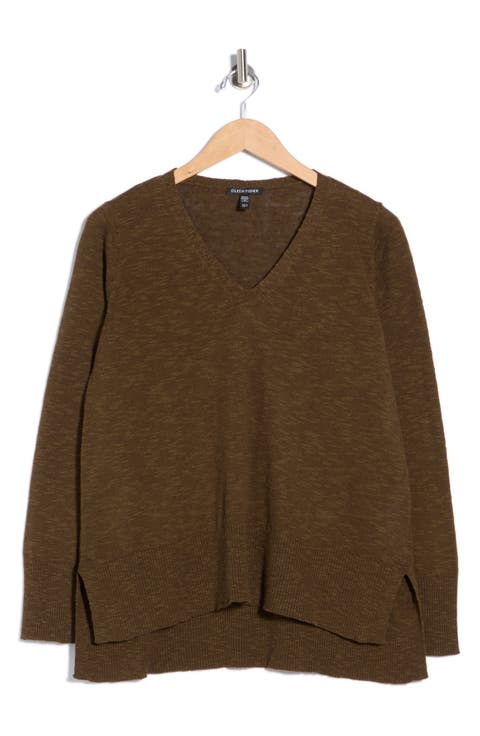Organic Linen & Organic Cotton V-Neck Sweater