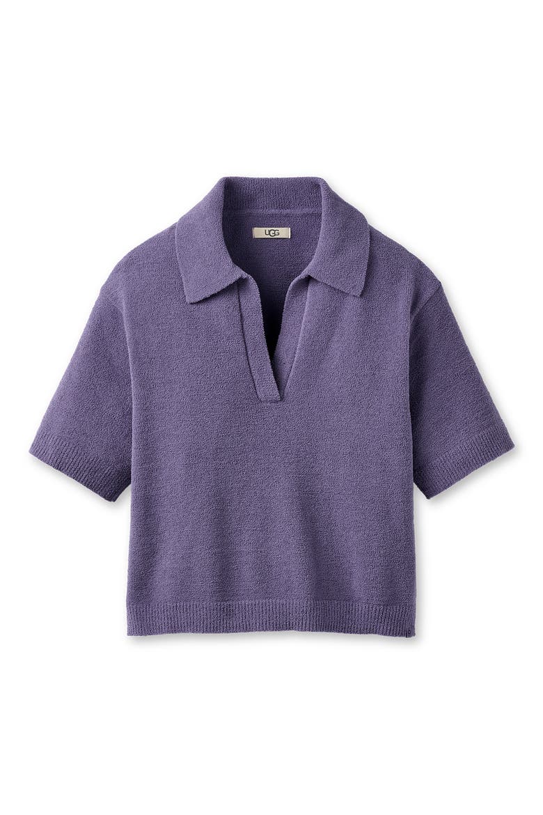 Keslyn Johnny Collar Knit Polo, Alternate, color, DUSTED IRIS