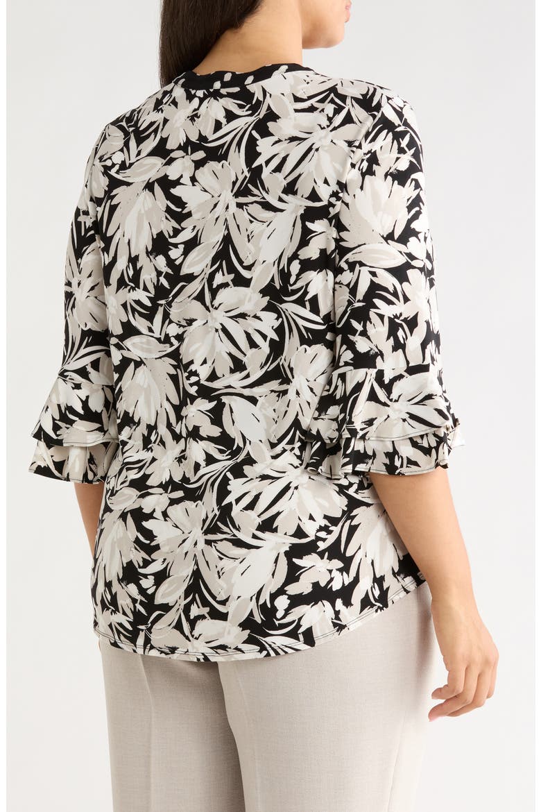 Floral Print Stretch Crepe Top, Alternate, color, SUMMER STRAW MULTI