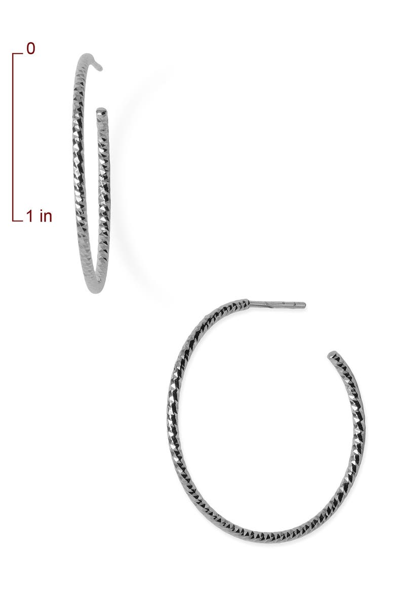 Argento Vivo Textured Hoop Earrings, Alternate, color, STERLING SILVER