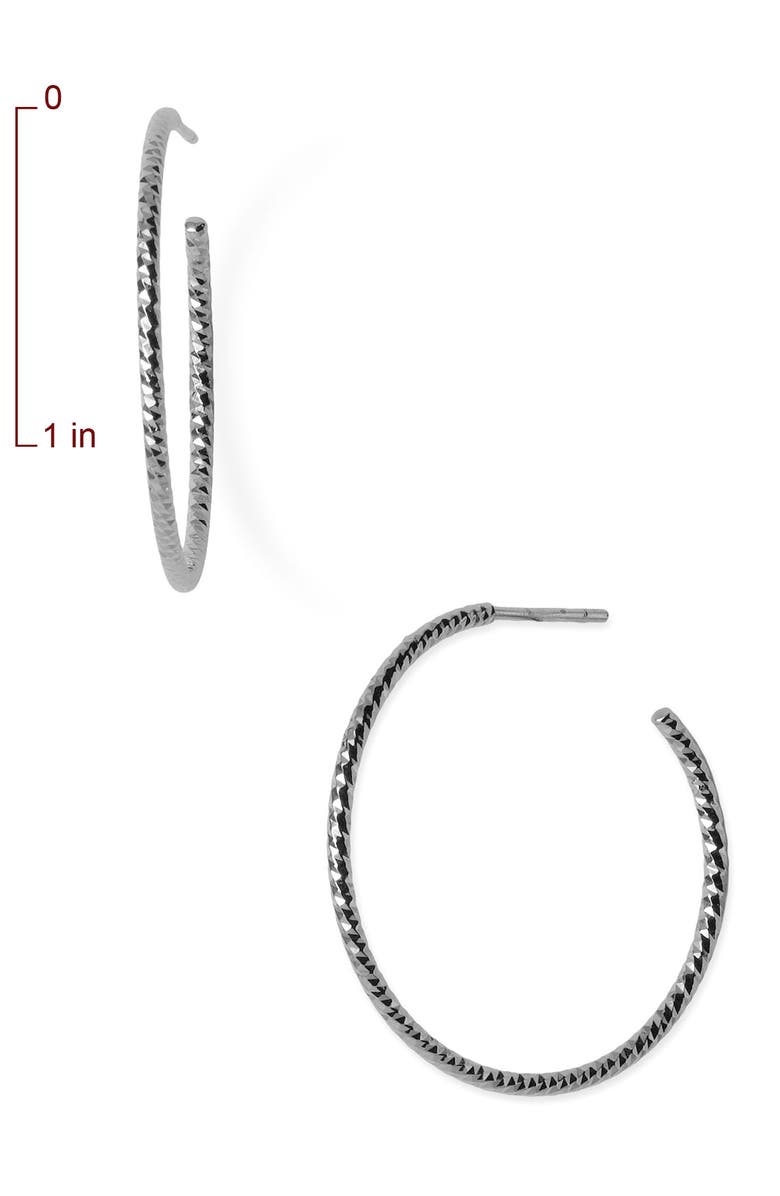Argento Vivo Sterling Silver Argento Vivo Textured Hoop Earrings, Alternate, color, Sterling Silver