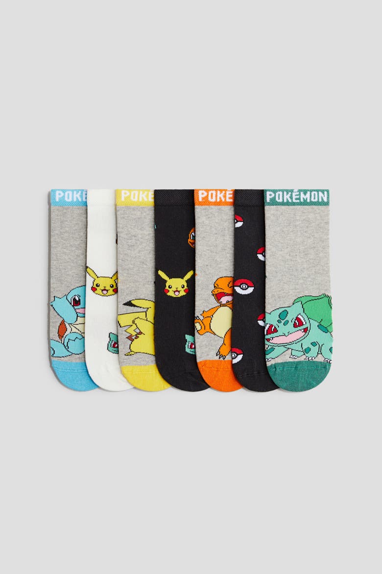 7-pack Socks, Main, color, Gray/Pokémon