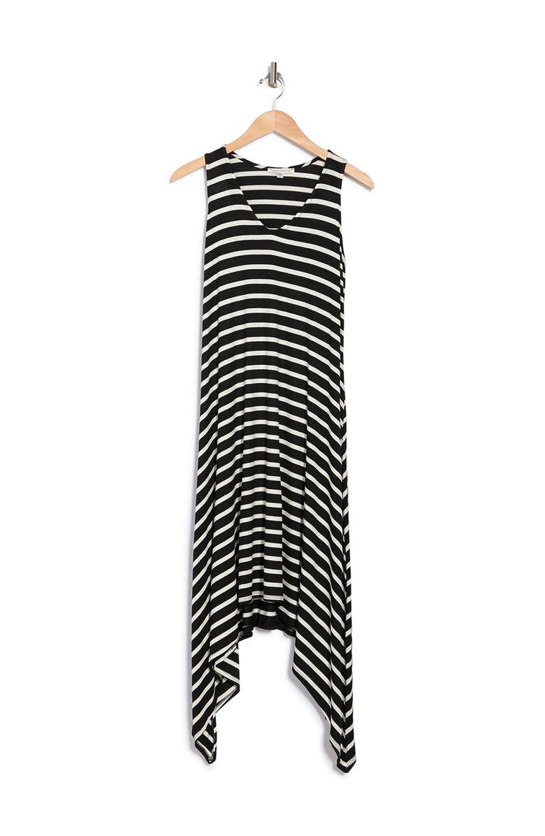 TASH AND SOPHIE Striped Sharkbite Midi Dress, Alternate, color, 