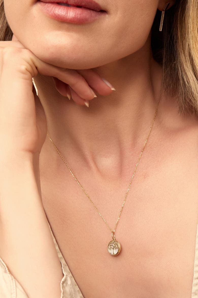 14K Gold Tree of Life Pendant Charm, Alternate, color, Yellow Gold, Mother of Pearl