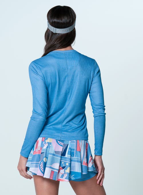 Lucky In Love Linen Play Henley Top In Purple