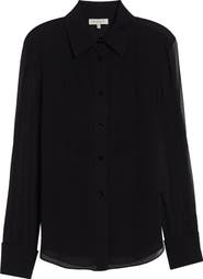 Lafayette 148 New York Pintuck Bib Silk Georgette Button-Up Shirt