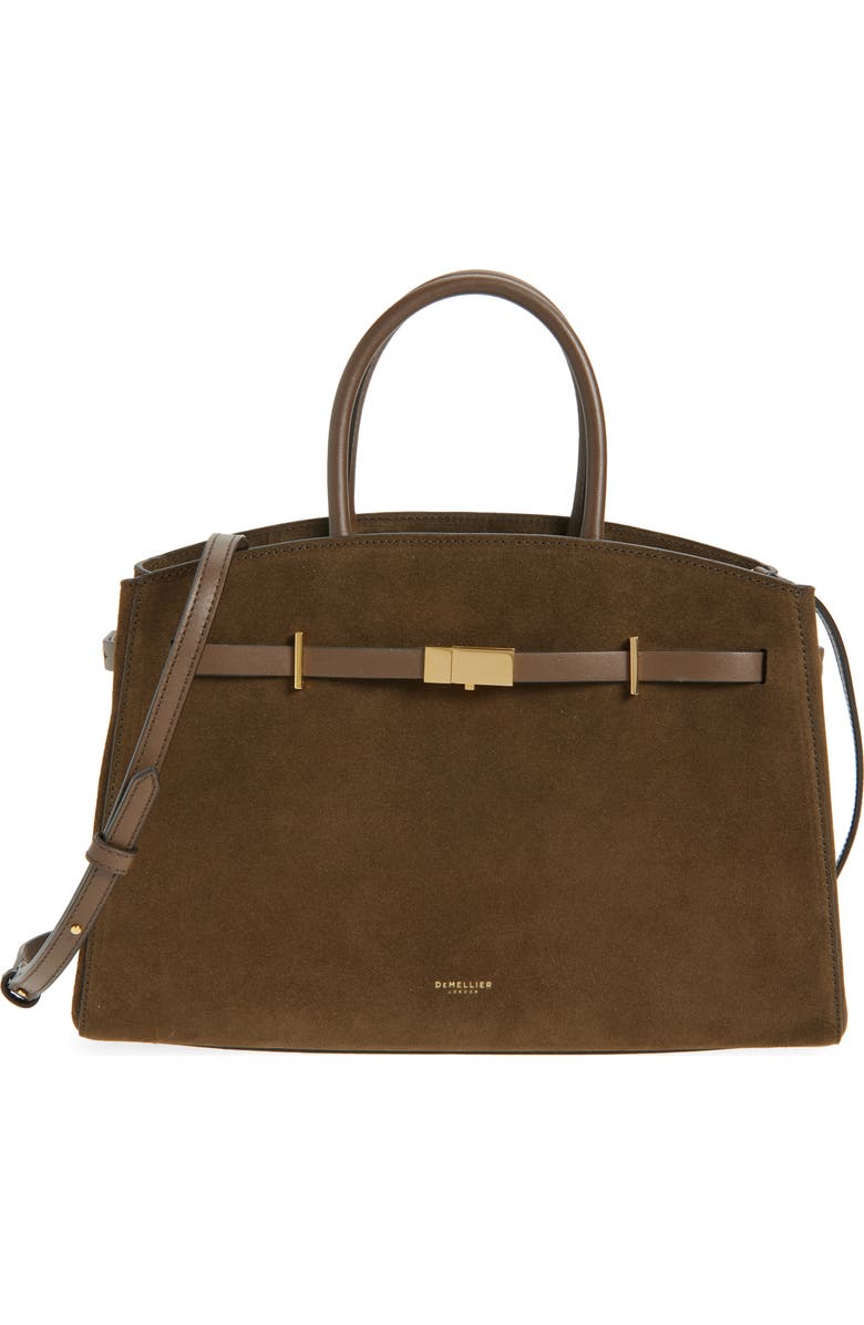 DeMellier The Midi Hudson Suede Top Handle Bag, Main, color, Hazel