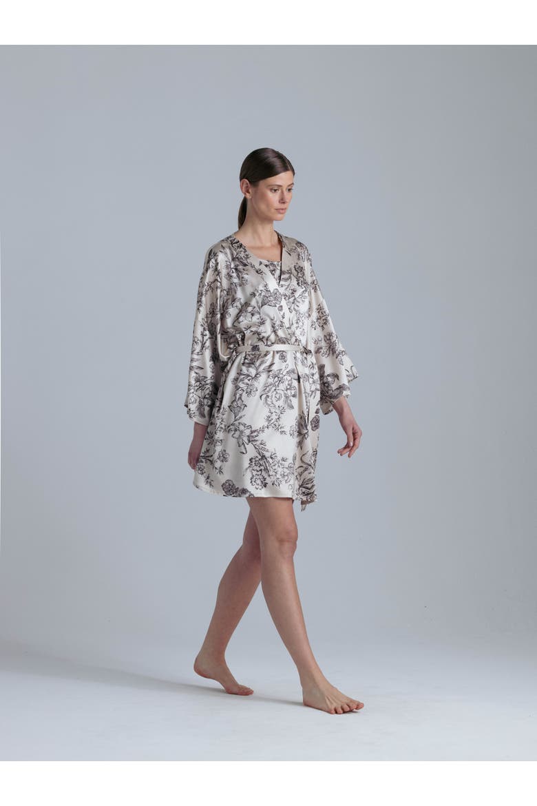 Silk 3/4 Sleeve Dressing Gown, Alternate, color, Floral Print