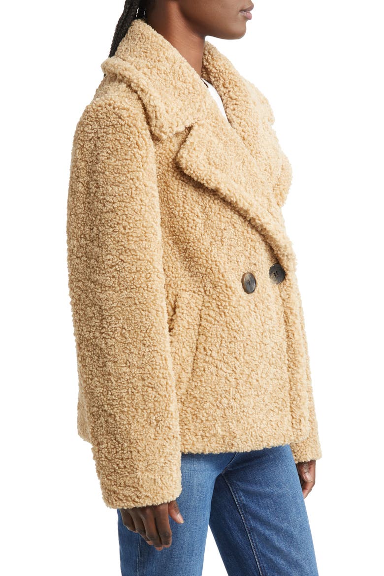 Double Breasted Teddy Coat, Alternate, color, SAND
