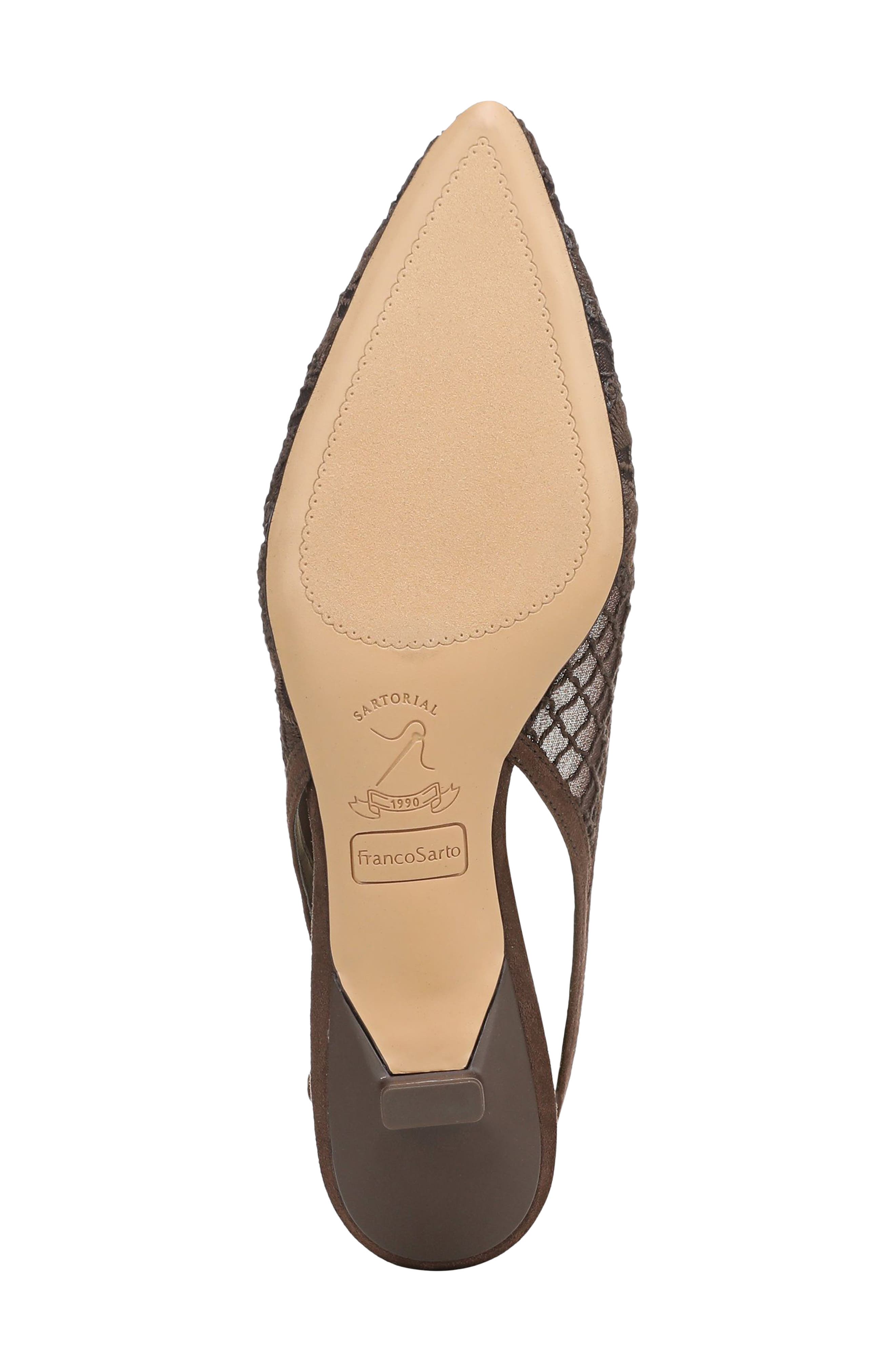 Franco Sarto Pura Slingback Pointed Toe Kitten Heel Pump, Alternate, color, Brown