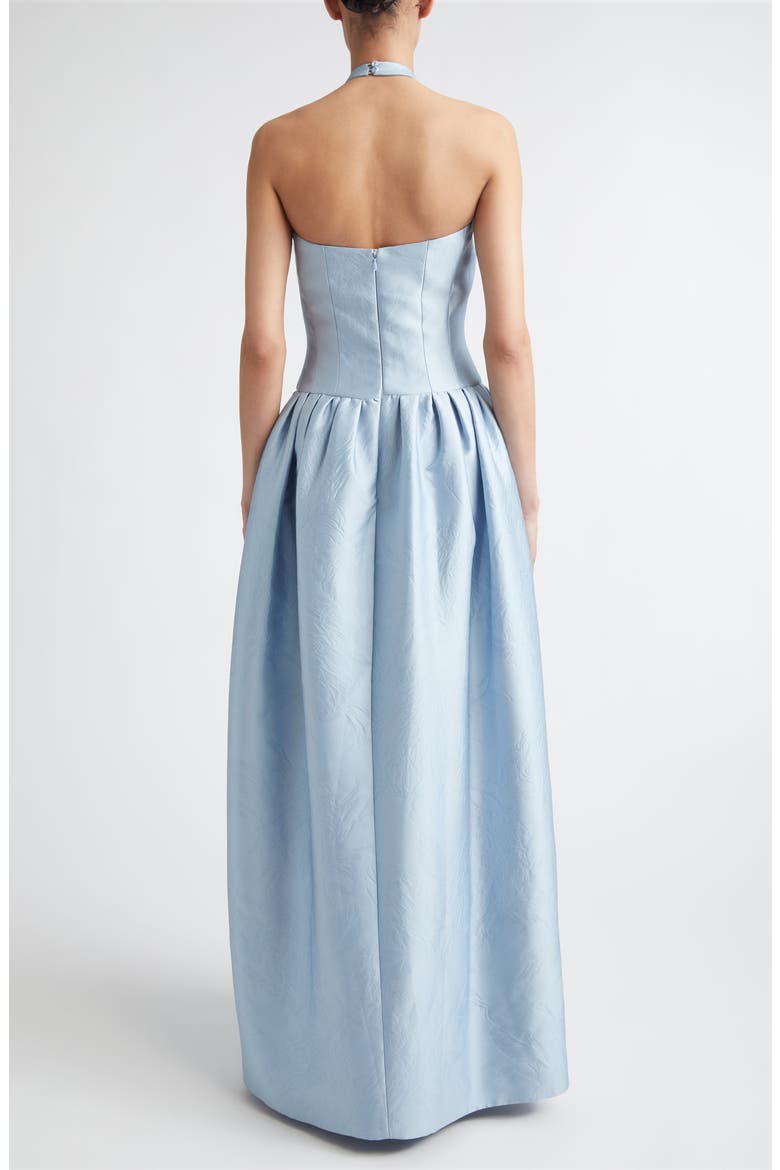 Sweeny Halter Silk Blend Cloqu Gown, Alternate, color, ICY BLUE