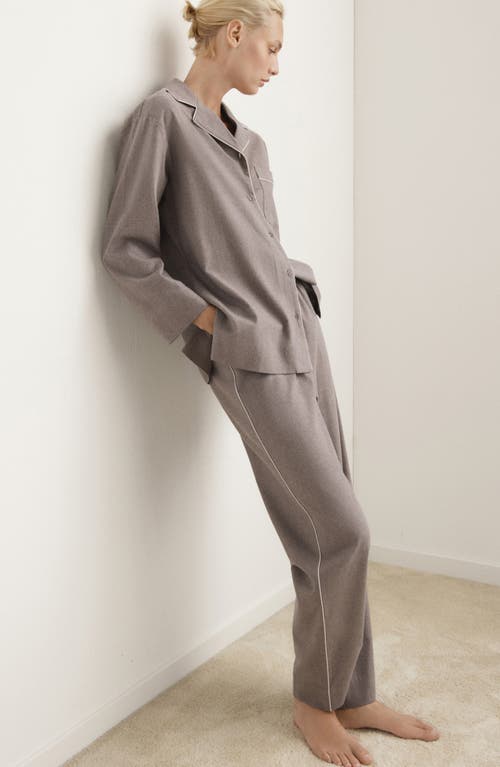 Mango Cotton Flannel Pajama Pants In Brown