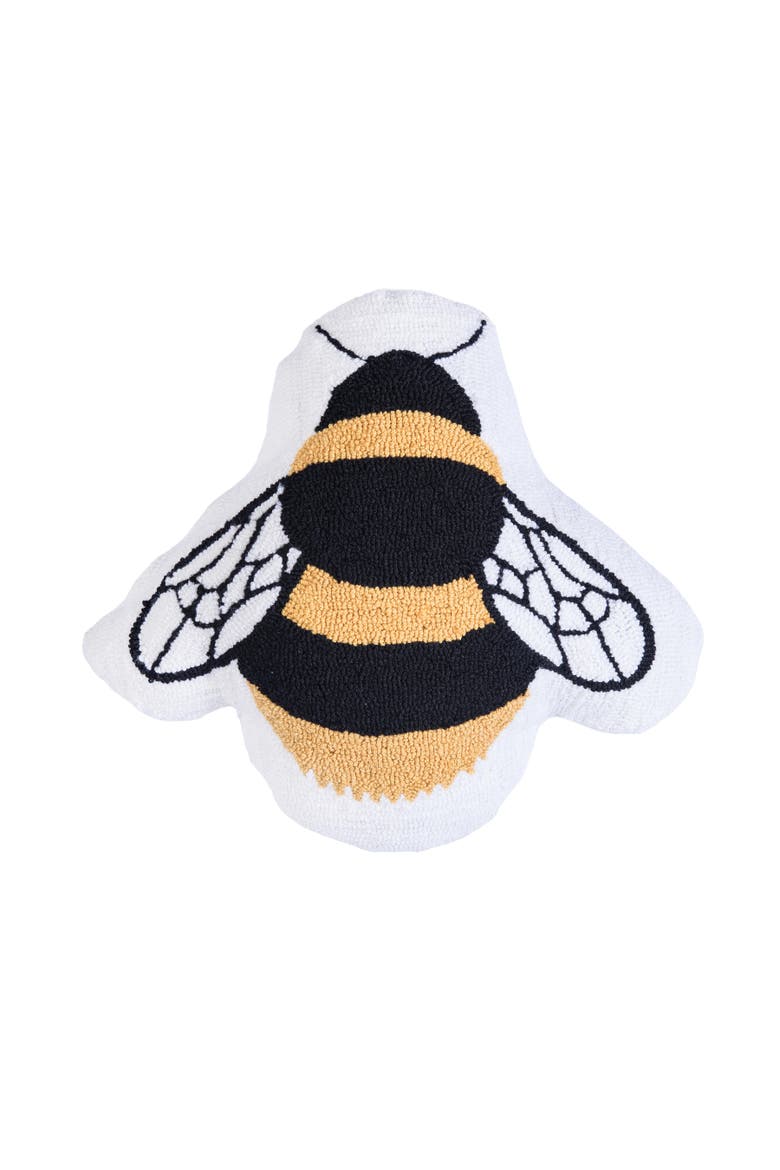 Bumble Bee Hooked Shaped Accent Throw Pillow 18" x 20", Main, color, Yellow
