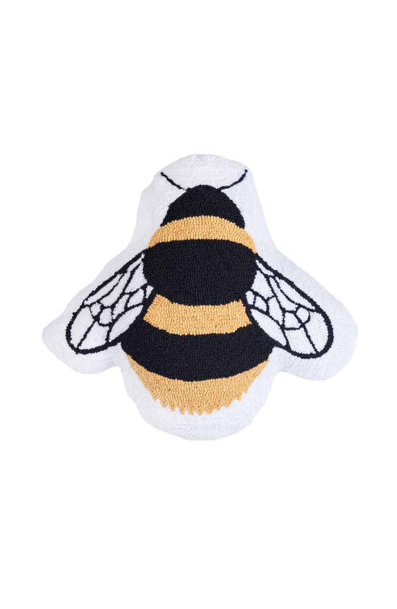 C&F Home Bumble Bee Hooked Shaped Accent Throw Pillow 18" x 20", Main, color, Yellow