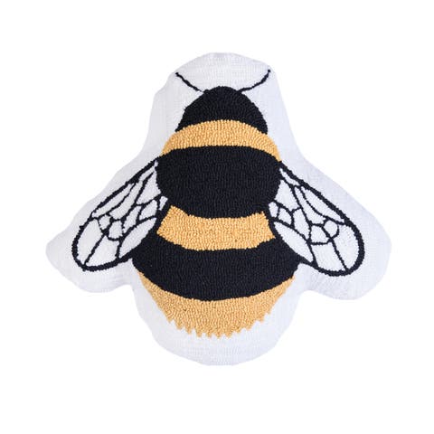 Bumble Bee Hooked Shaped Accent Throw Pillow 18" x 20"