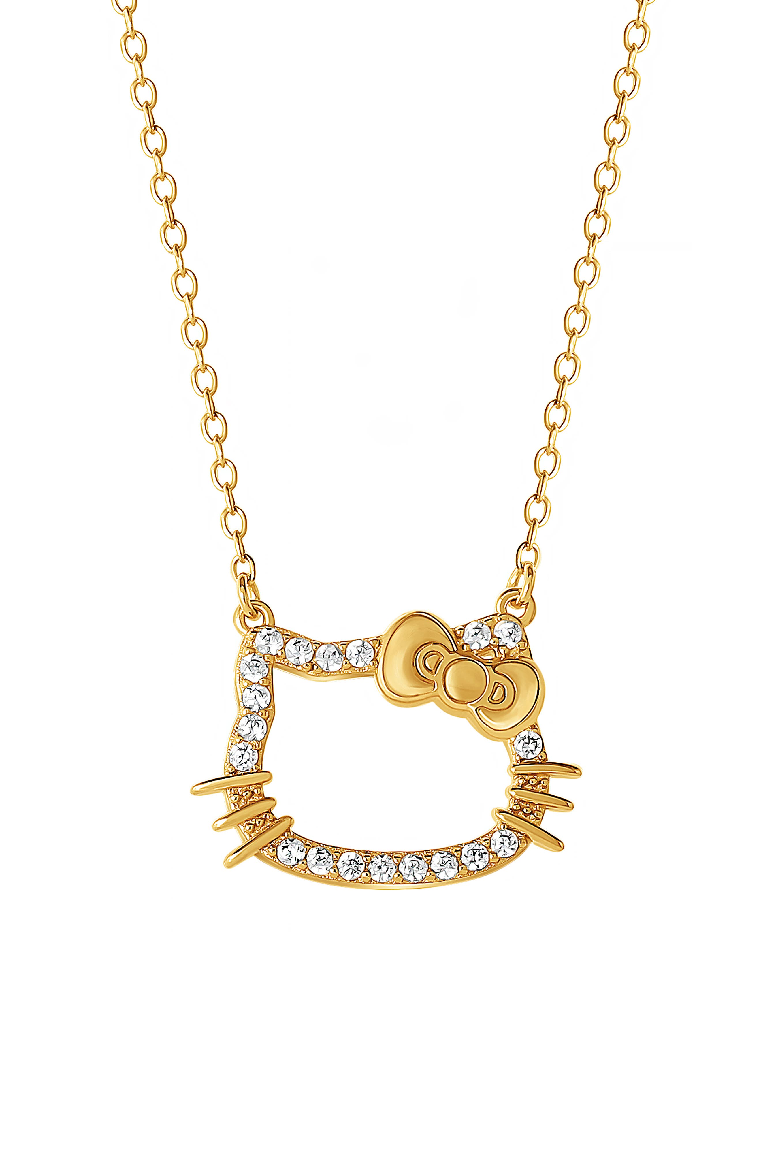 Jacmel Sterling Silver Crystal Embellished Hello Kitty Pendant Necklace