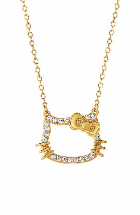 Jacmel Sterling Silver Crystal Embellished Hello Kitty Pendant Necklace