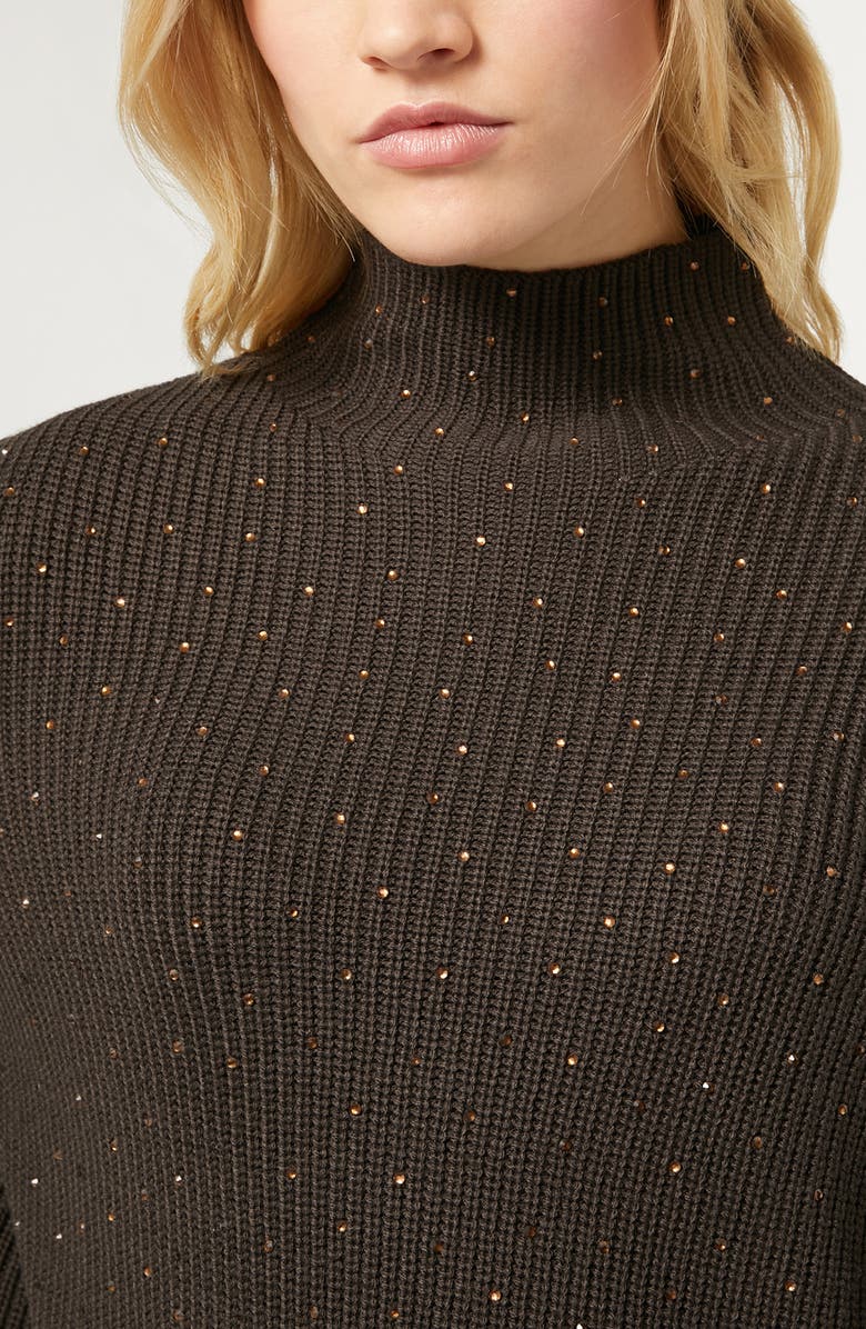 Marina Rinaldi Kastel Embellished Virgin Wool Blend Turtleneck Sweater, Alternate, color,