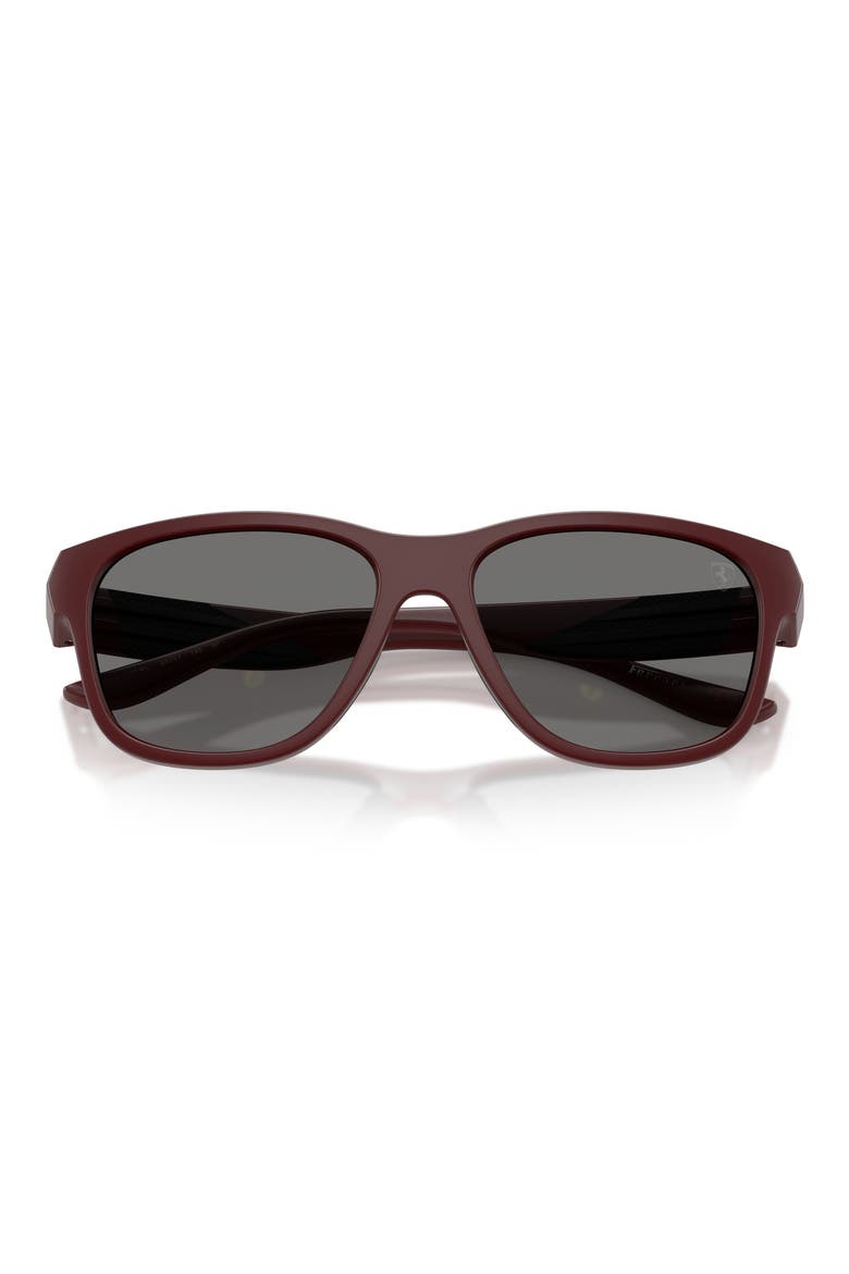 57mm Polarized Pillow Sunglasses, Alternate, color, RED BORDAUX MATTE / GREY