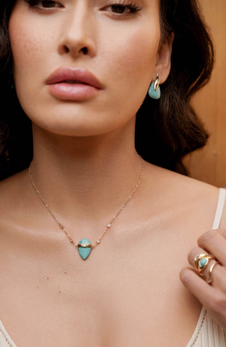 Ettika Turquoise & Cubic Zirconia Solstice Necklace, Alternate, color, Turquoise