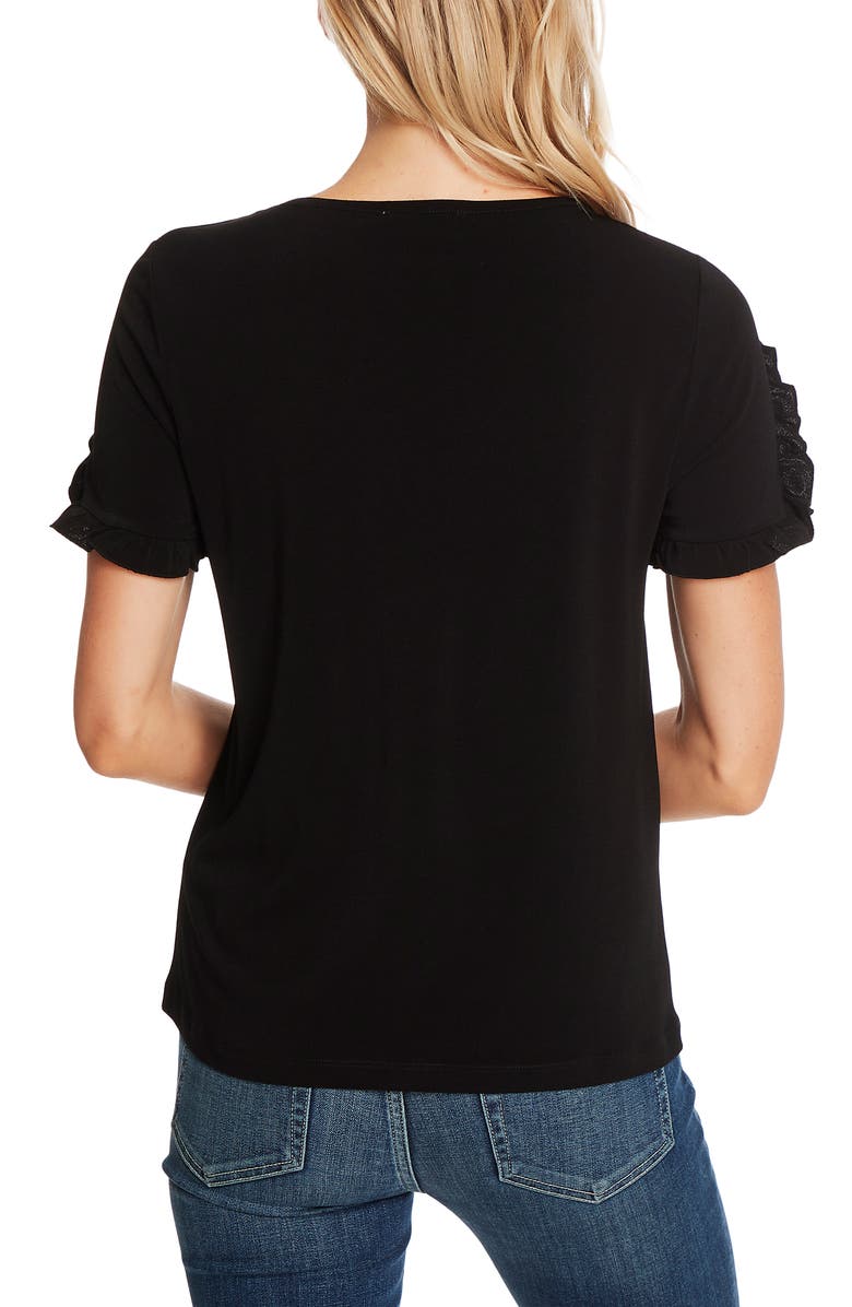 CeCe Ruffle Trim Crepe Top, Alternate, color,