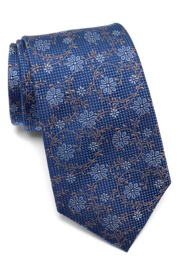 Brooks Brothers Stamp Geo Silk Blend Tie In Blue