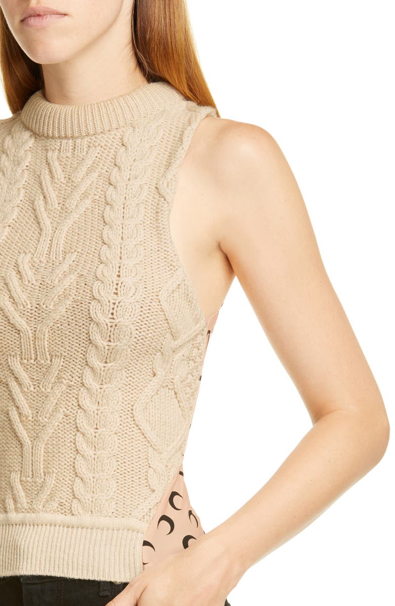 Marine Serre Upcycled Wool & Jersey Top, Alternate, color, 