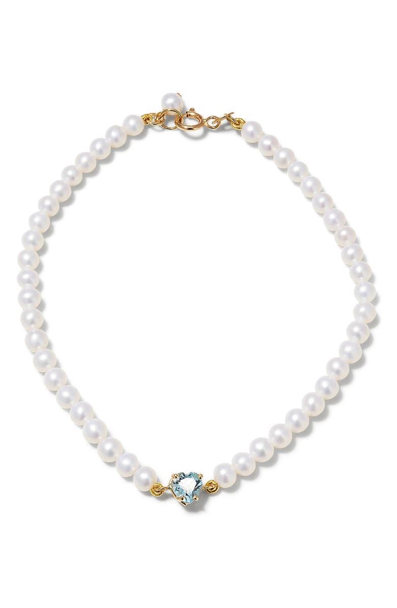Poppy Finch Topaz Heart Pendant Freshwater Pearl Bracelet, Main, color, 
