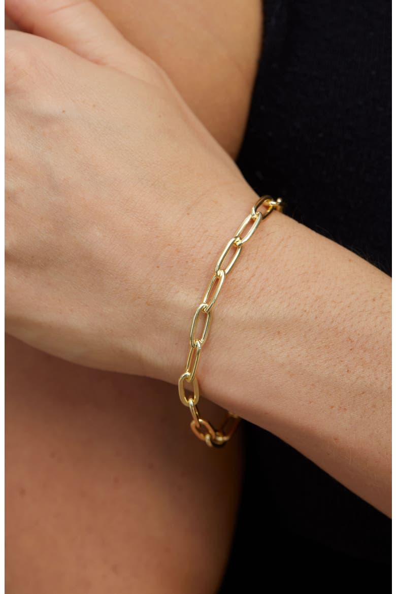 Paper Clip Chain Bracelet, Alternate, color, GOLD