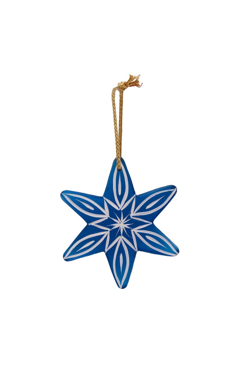 Blue Glass Star Christmas Tree Ornament Set of 3, Alternate, color, Blue