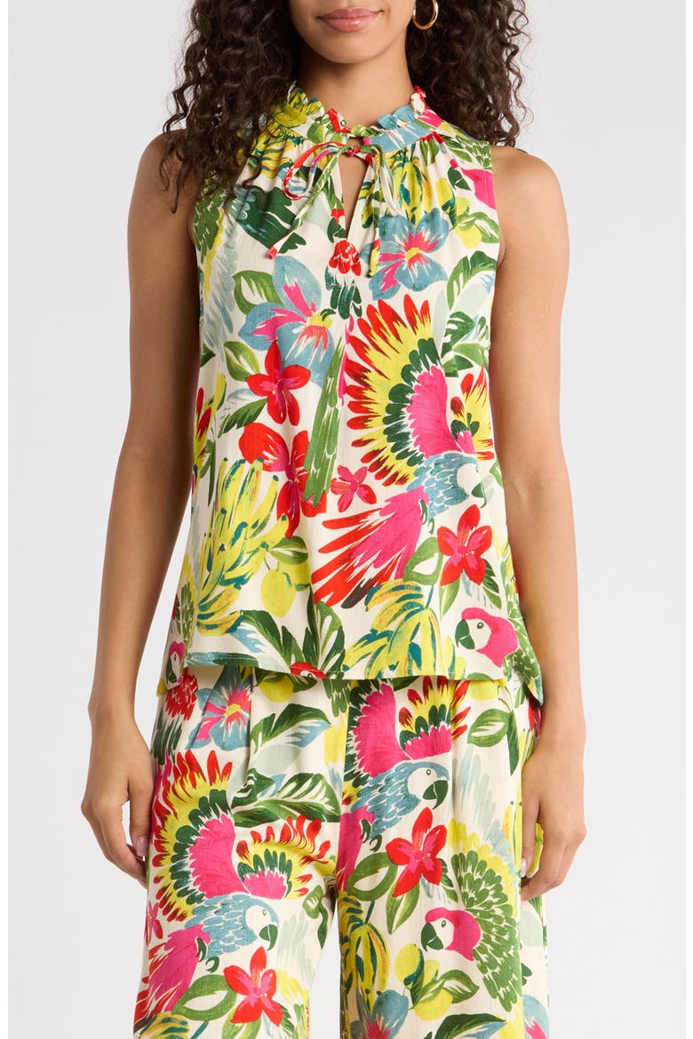 Wissa Miley Split Neck Sleeveless Top, Main, color, BRIGHT-MULTI