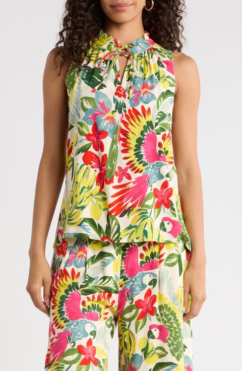 Wissa Miley Split Neck Sleeveless Top