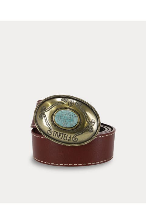 Tate Logo Buckle Calfskin Belt