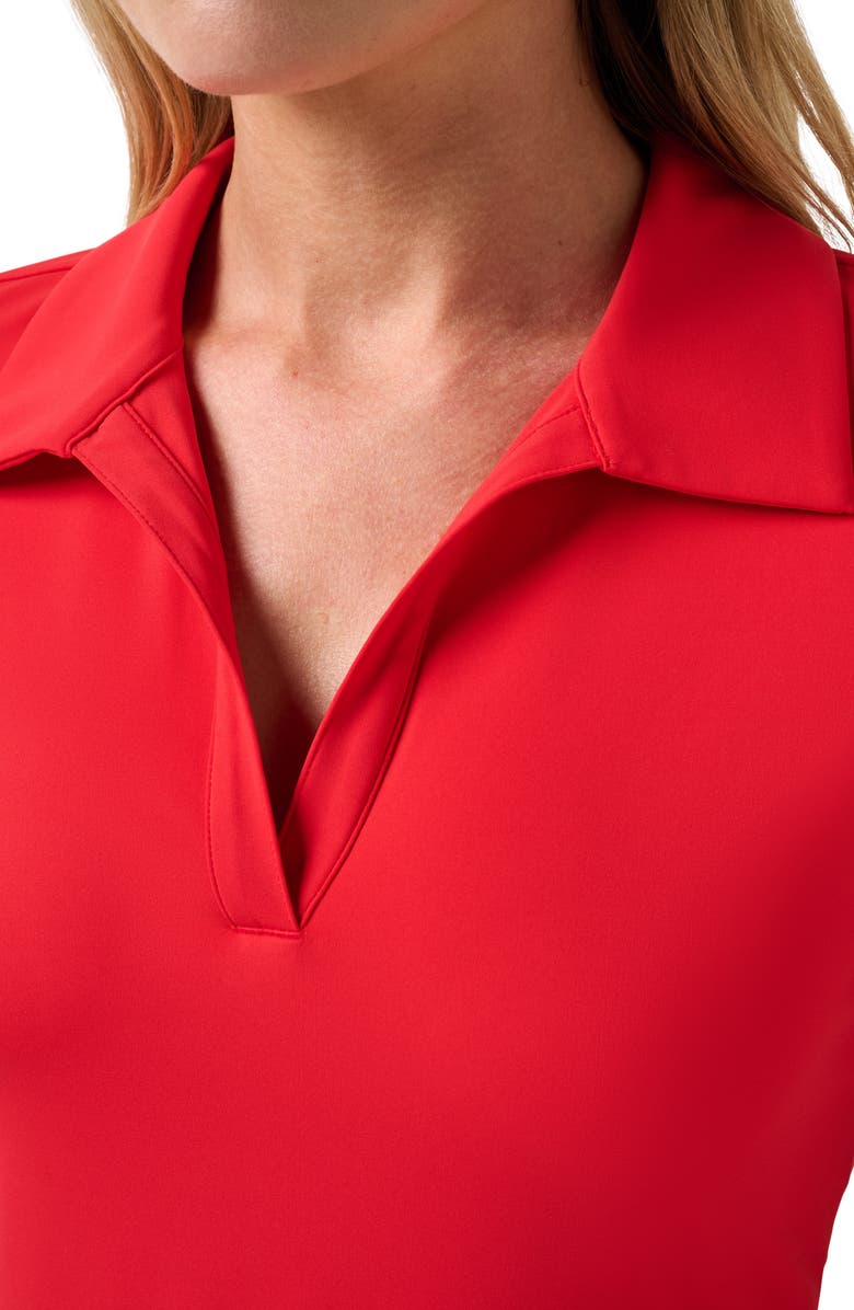 TravisMathew Moveknit Performance V-Neck Polo, Alternate, color, Tomato