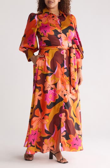 BY DESIGN Haiti Long Sleeve Maxi Shirtdress | Nordstromrack