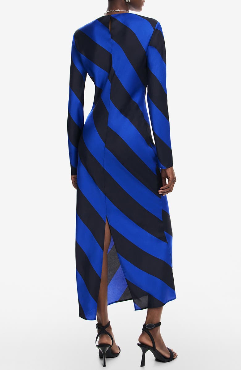 Desigual Trinity Stripe Long Sleeve Satin Maxi Dress, Alternate, color, 
