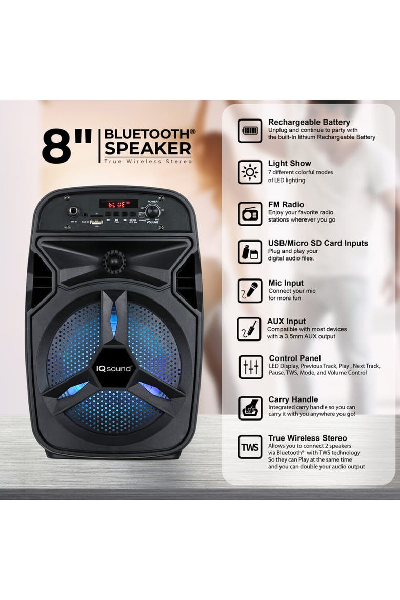 8" Bluetooth LED Display Speaker With Remote Control, Alternate, color, Black