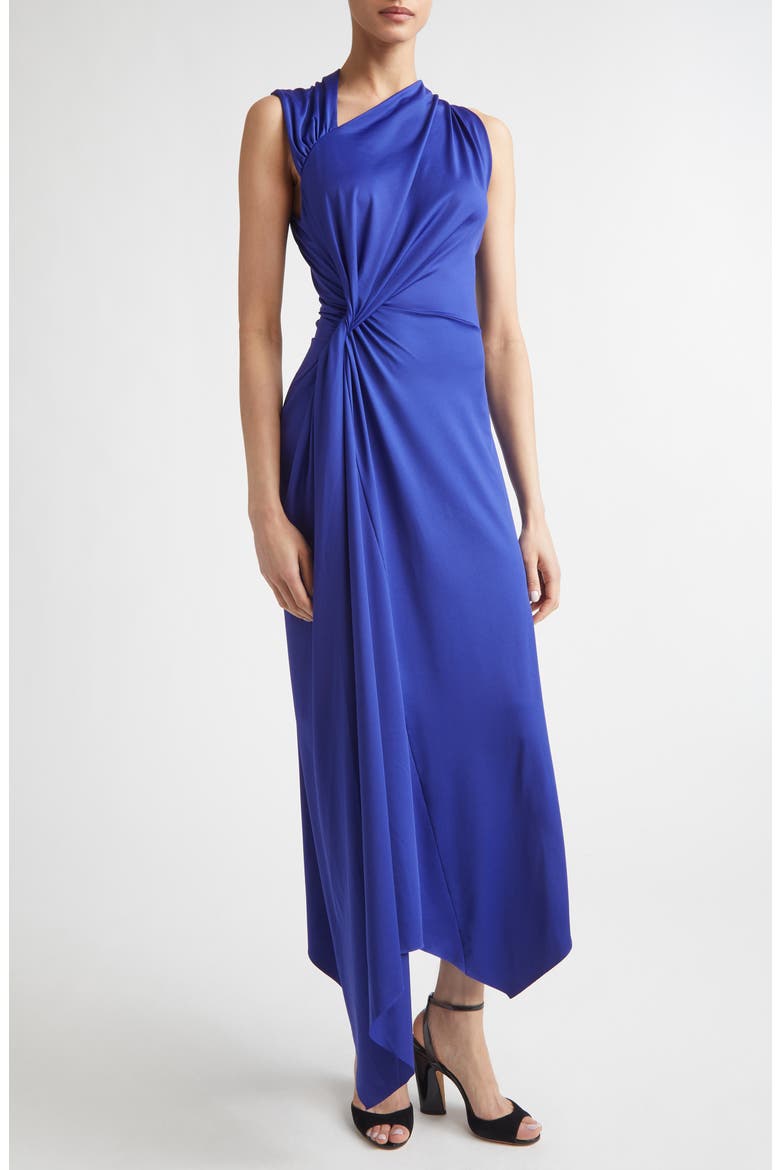 Asymmetric Stretch Jersey Midi Dress, Alternate, color, BRIGHT INDIGO