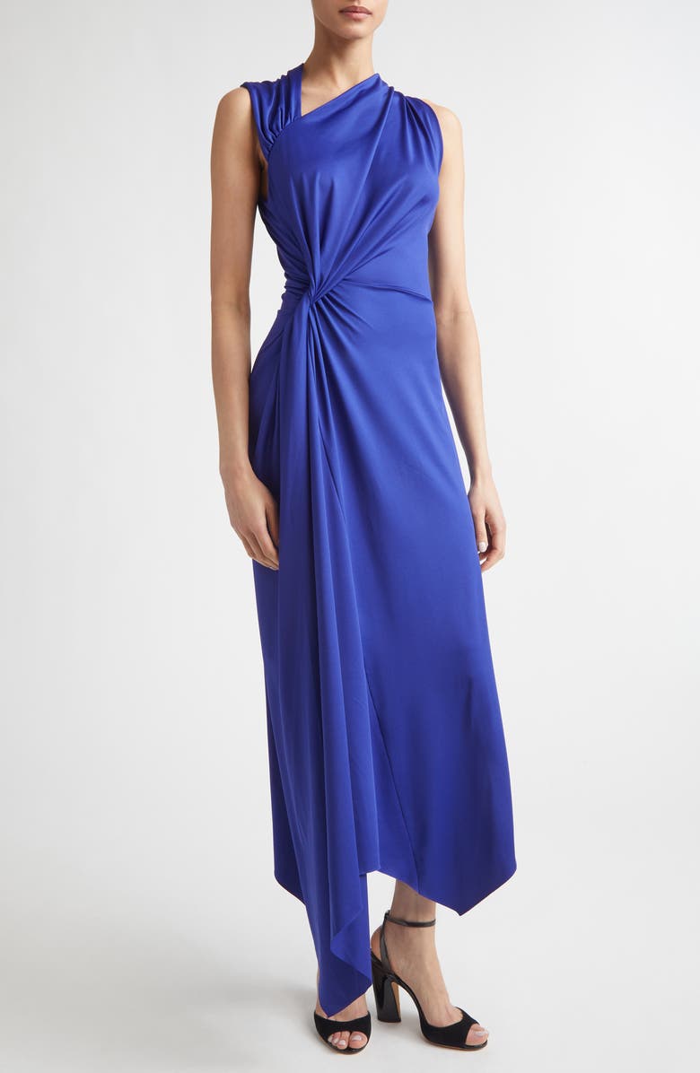 Victoria Beckham Asymmetric Stretch Jersey Midi Dress, Alternate, color, Bright Indigo