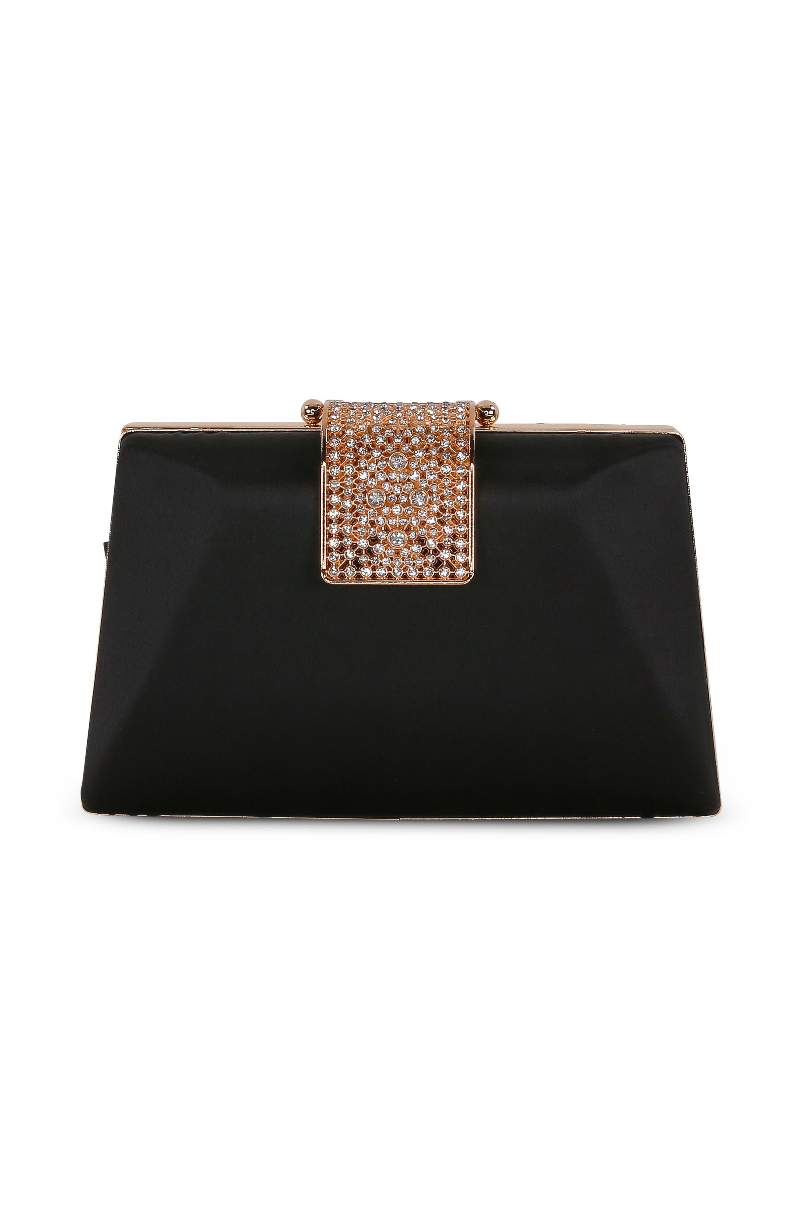 Jewel Badgley Mischka Amira Faceted Minaudiere, Main, color, Black