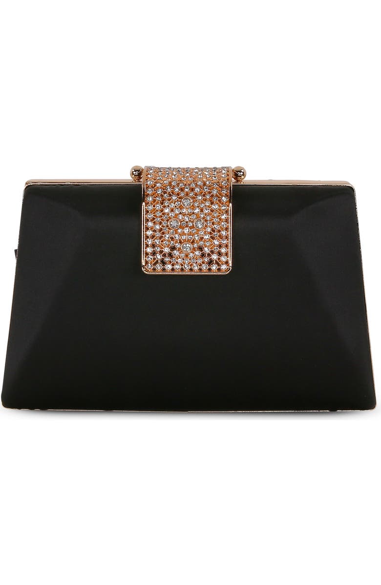 Jewel Badgley Mischka Amira Faceted Minaudiere, Main, color, Black