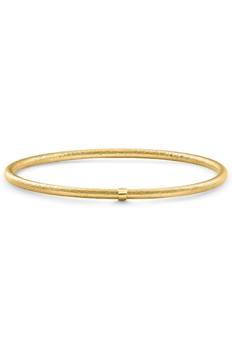 18K Gold Plated Silver Textured 3mm Slip-On Bangle Bracelet, Alternate, color, 18k Yellow Gold