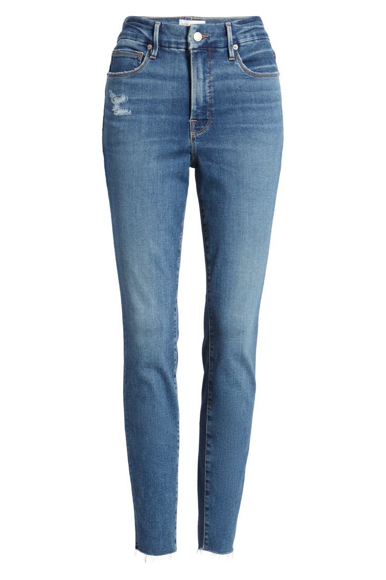 Good Legs Raw Hem Skinny Jeans, Alternate, color, INDIGO402
