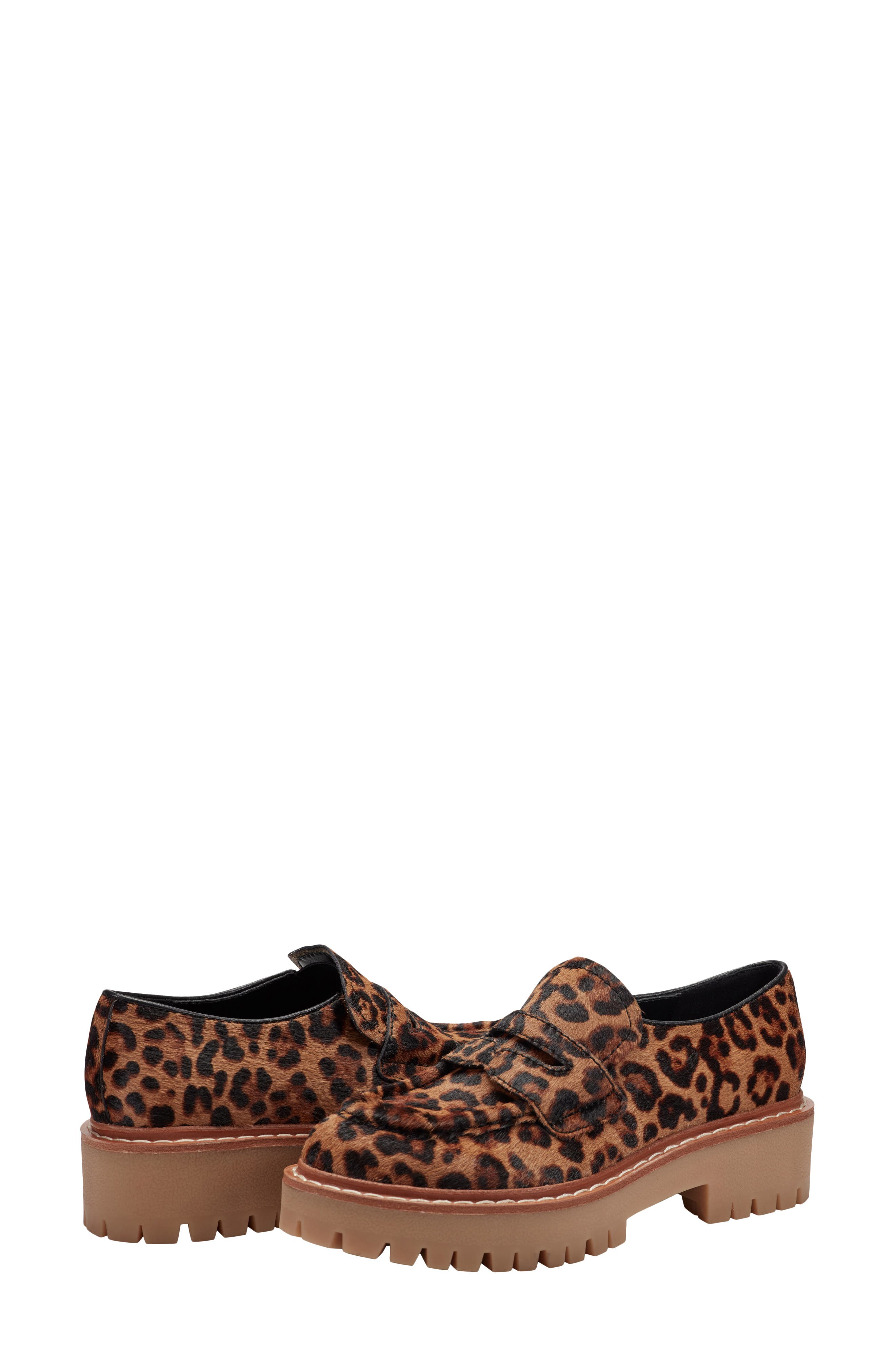 Norton Lug Sole Penny Loafer, Alternate, color, LEOPARD